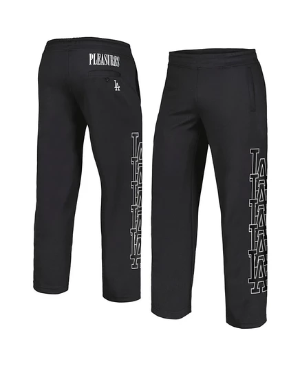 Спортивные брюки для питчера Men's PLEASURES Black Los Angeles Dodgers черные