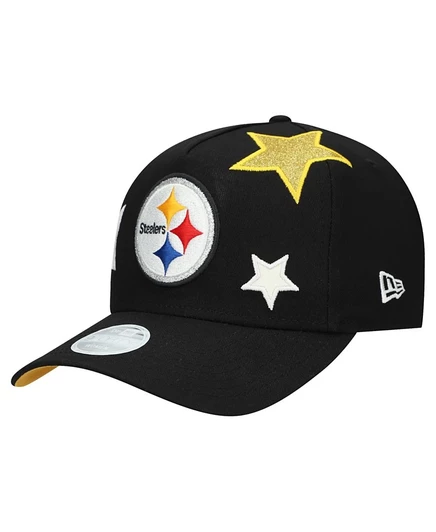 Женская черная кепка Pittsburgh Steelers Stardom A-образной формы New Era с регулируемой длиной 9 футов, черная
