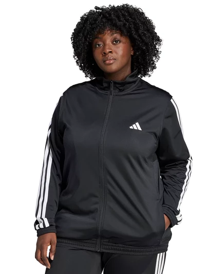спортивная куртка adidas Plus Size Essentials из трикотажа в три полоски black/white