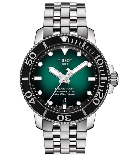 Мужские часы Tissot Seastar 1000 43 мм, зеленый градиент