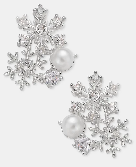 Серьги Anne Klein «Снежинка» с жемчугом, белые