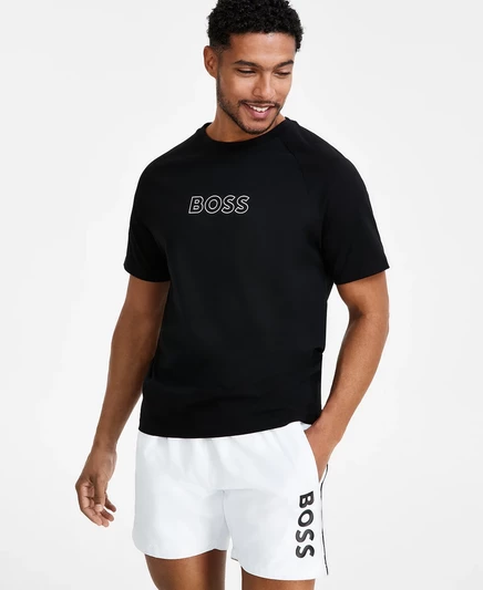 Мужской набор Hugo Boss футболка и плавки 6″, розовый