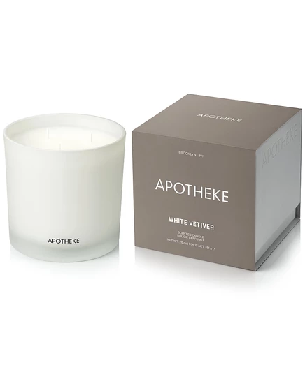 Ароматическая свеча APOTHEKE White Vetiver с 3 фитилями, 26 унций. белый