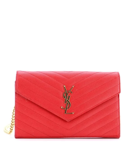 Женская сумка-клатч Saint Laurent Medium Classic Monogram на цепочке, красная