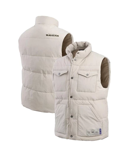 Мужской жилет Fanatics Puffer Full-Snap Ravens, кремовый