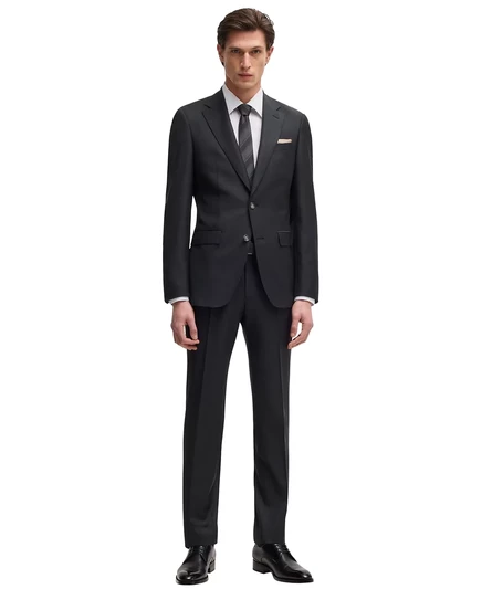 Мужской приталенный пиджак из натуральной шерсти от Hugo Boss open gray