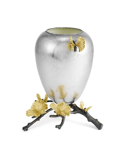 Ваза Michael Aram Butterfly Ginkgo средняя, серебристая