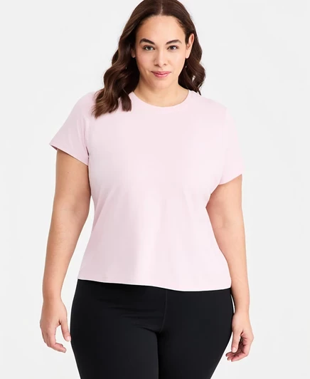 Женская футболка ID Ideology Plus Size из хлопка, розовая