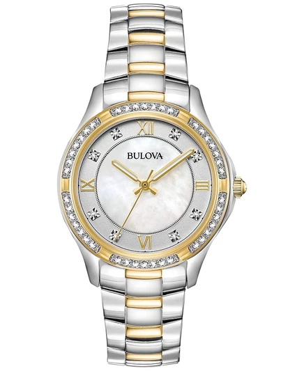 Женские часы-браслет Bulova с двухцветным браслетом из нержавеющей стали, 32 мм, двухцветный