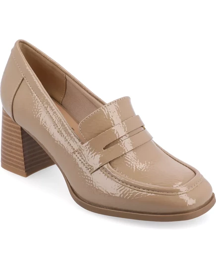 Женские мокасины на высоком каблуке Malleah taupe patent