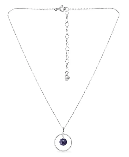 Колье-подвеска Macy's с посеребренным кольцом из нескольких подлинных камней amethyst