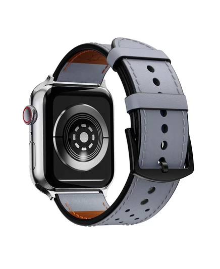 Ремешок для apple watch waloo кожаный с перфорацией, серый