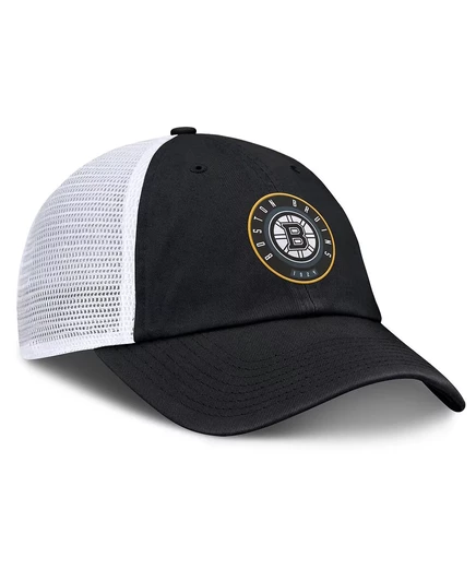 Мужская черно-белая регулируемая шляпа Fanatics Boston Bruins Averie Trucker от Fanatics black, white