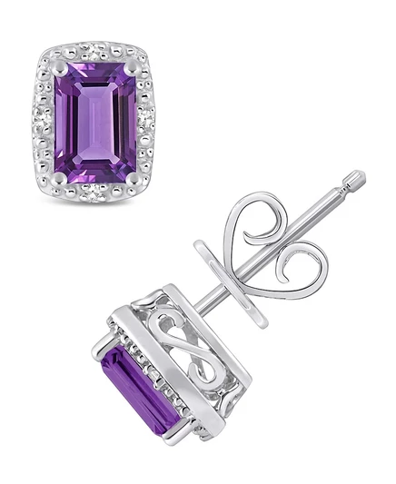 Женские серьги-пусеты Macy's с бриллиантом, аметист