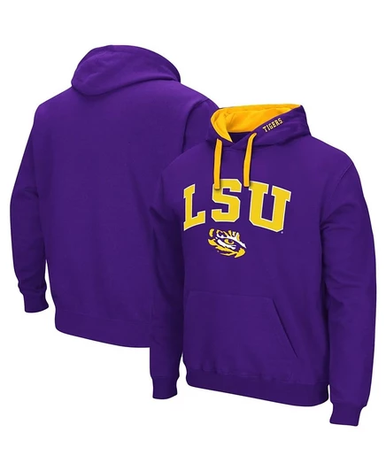 Мужская толстовка-пуловер Colosseum Purple LSU Tigers Big and Tall Arch & Logo 2.0 с капюшоном purple