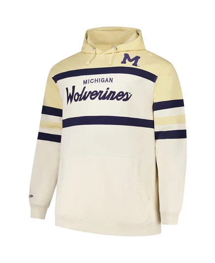 Мужская кремовая толстовка Mitchell & Ness Michigan Wolverines Big Tall Head Coach cream