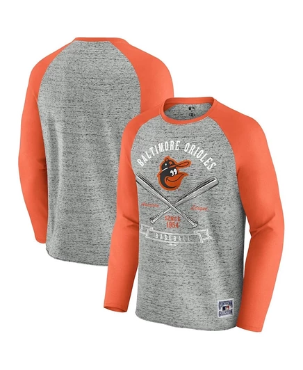 Мужская реглан‑футболка Fanatics Baltimore Orioles с длинным рукавом, серая