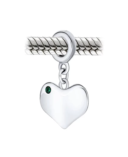 Шарм-бусина Bling Jewelry сердечко 925 серебро, зеленый
