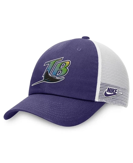 Мужская фиолетово-белая кепка дальнобойщика Nike Tampa Bay Rays с регулируемой посадкой
