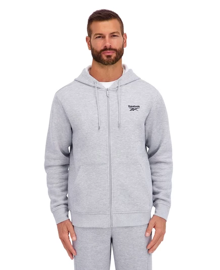 Мужская обычная флисовая толстовка с капюшоном на молнии gray heather