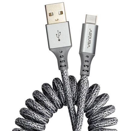 Высокоскоростной 3-футовый кабель Ventev Helix USB A-USB C серый
