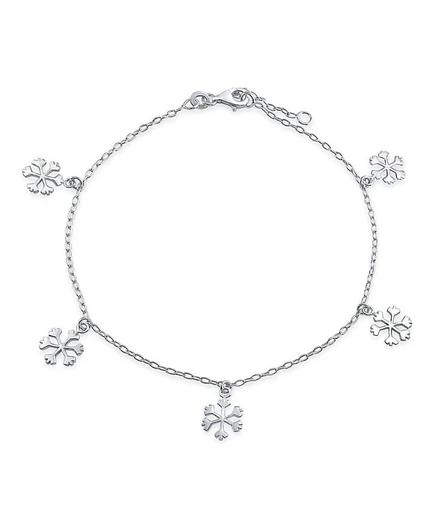 Браслет на щиколотку Bling Jewelry с снежинкой, серебро, 9–10″