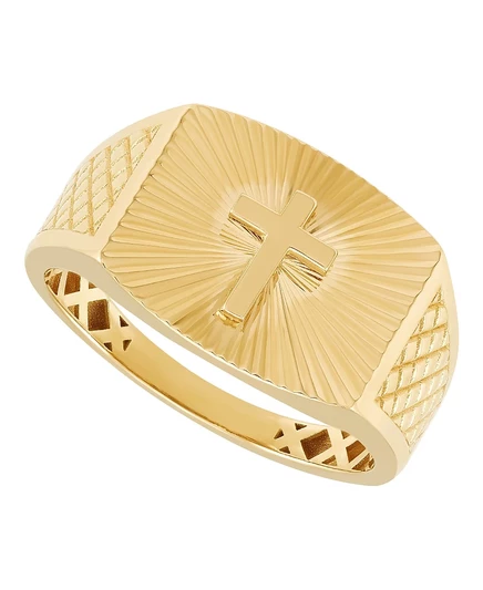 Мужское кольцо Macy's Cross Band, 14k позолота, золотистое