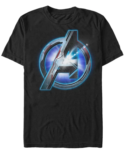 Мужская футболка Marvel Avengers со светящимся логотипом Avengers с коротким рукавом black