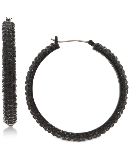 Серьги-кольца DKNY Micro-Pavé 1 2/3″, серые