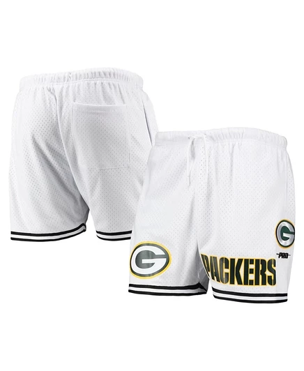 Мужские сетчатые шорты Pro Standard белого, черного и зеленого цветов Bay Packers белого цвета