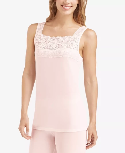 Майка Cuddl Duds SofTech с кружевом, розовая