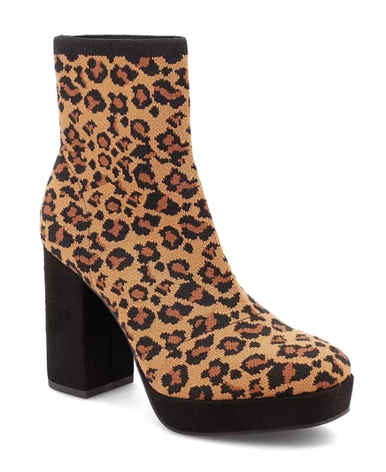 Женские пинетки на платформе и блочном каблуке MIA Womens Candra из трикотажа leopard