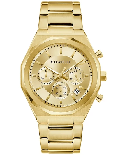 Мужские часы caravelle хронограф 40 мм, золотистые