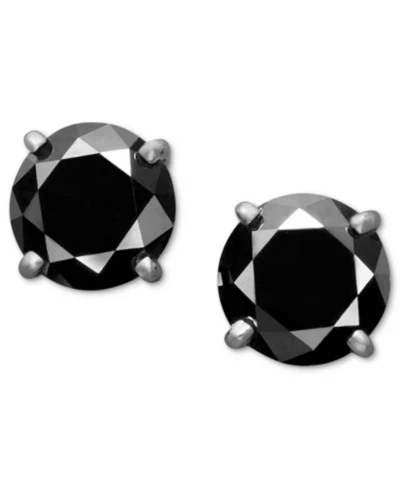 Серьги-пусеты Macy's, чёрные бриллианты, белое золото