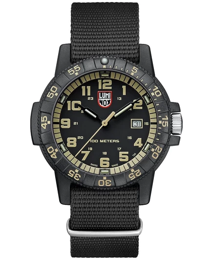 Мужские швейцарские часы Luminox с кожаной обложкой Sea Turtle Giant Dive на черном ремешке NATO 44 мм белого цвета