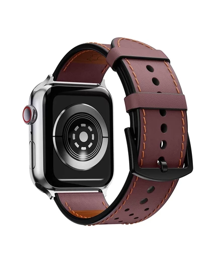 Дышащий кожаный ремешок Waloo для Apple Watch brown
