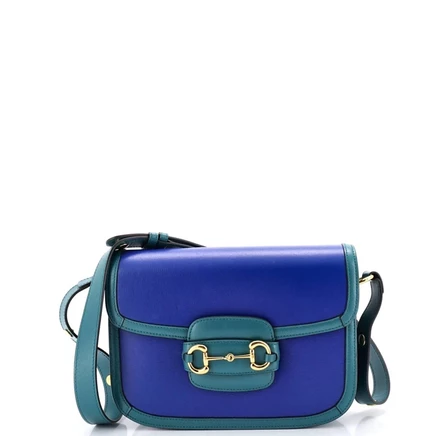 Женская сумка Gucci Horsebit 1955 маленькая через плечо, синяя