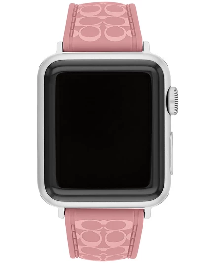 Женский силиконовый ремешок для часов Apple Watch COACH True Pink из настоящего розового силикона 38мм, 40мм, 41мм
