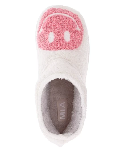 Уютные тапочки из овечьей шерсти MIA Women's Chill Slip-On blush happy face