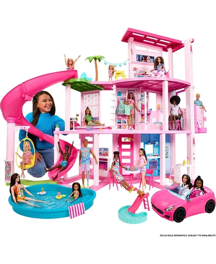 Домик для кукол Barbie Dreamhouse, 3-этажная горка, 75+ деталей, разноцветный