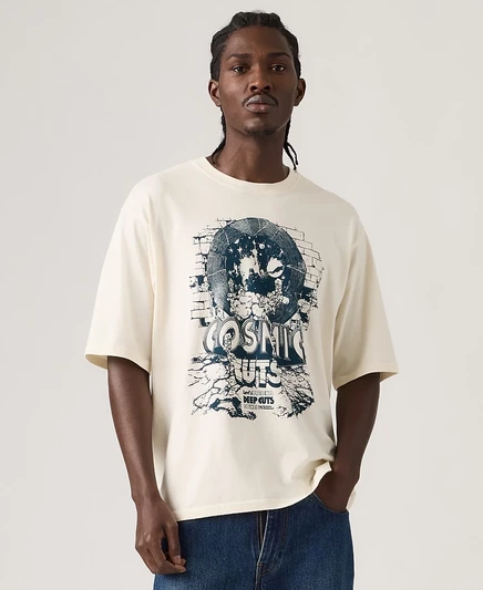 Мужская футболка Levi's с круглым вырезом и коротким рукавом цвета слоновой кости/кремовый