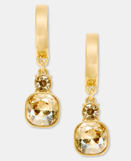 Женские серьги-кольца DKNY Crystal, 14 мм, золотистые