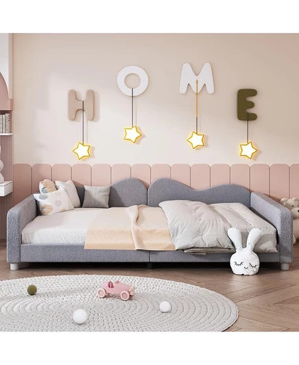Полноразмерная мягкая кушетка Streamdale Furniture, диван-кровать из ткани Шерпа со спинкой в форме облака, пружинный блок не требуется, серый