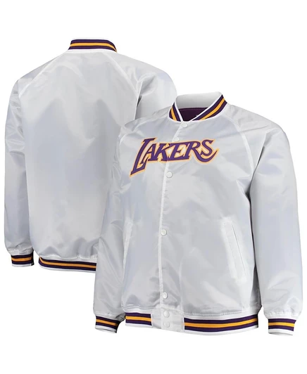 Мужская атласная куртка Mitchell & Ness Lakers, белая