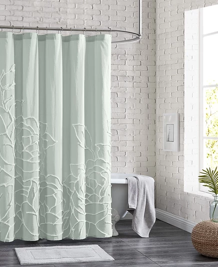 Шторка для душа Peri Home Chenille Rose 183×183 см, зеленая