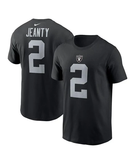 Мужская футболка Nike Ashton Jeanty Black Las Vegas Raiders с выбором в первом раунде драфта НФЛ 2025 года с именем и номером игрока