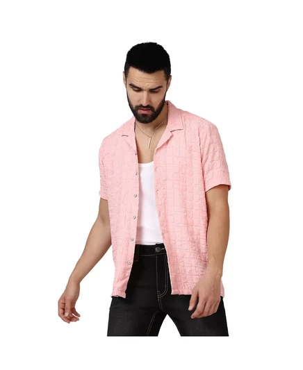 Мужская детская розовая рубашка со складками в клеточку pink