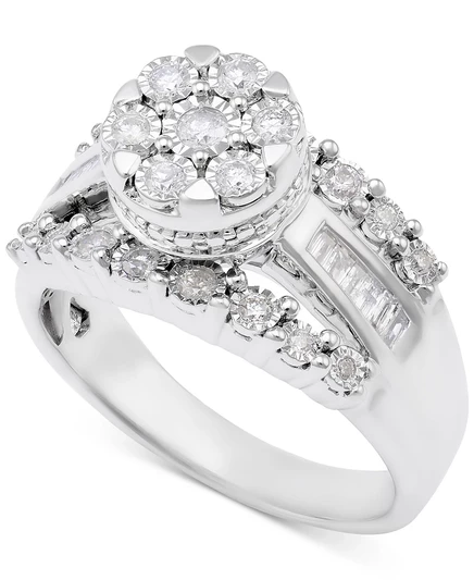 Кольцо Promised Love Diamond Dome Cluster серебро, 1/2 карат, белое