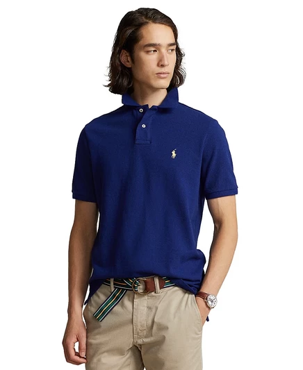 Мужское поло Polo Ralph Lauren Custom Slim, синее (7)