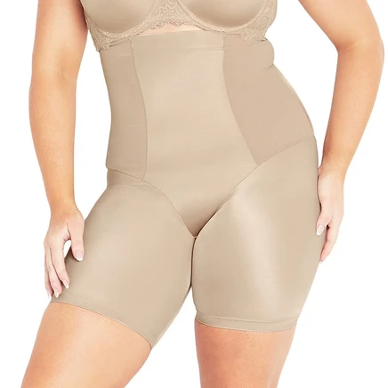 Женские трусы CITY CHIC Smooth & Chic с полным покрытием для коррекции фигуры на бедрах коричнево-бежевого цвета
